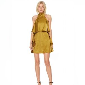 Badgley Mischka yellow gold Mini Dress